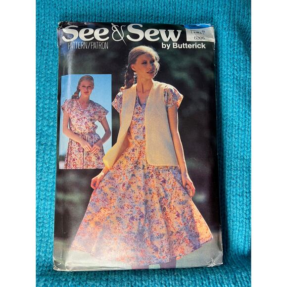 Butterick 6395 pattern dress fit and flare V neck vest size S M L - Picture 1 of 6